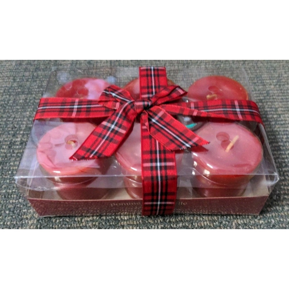 Set of 6 Pier‎ 1 Votive Candles Apple Cinnamon Red Unused Scented Retired